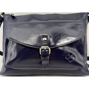 PATRICIA NASH‎ Kirby leather front pocket vintage large crossbody NAVY EUC